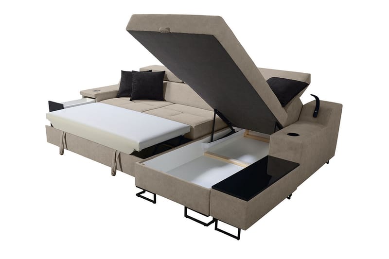 Seginus Bäddsoffa m. Divan Förvaring 3-sits 226x127 - Beige - Möbler - Soffa - Bäddsoffa