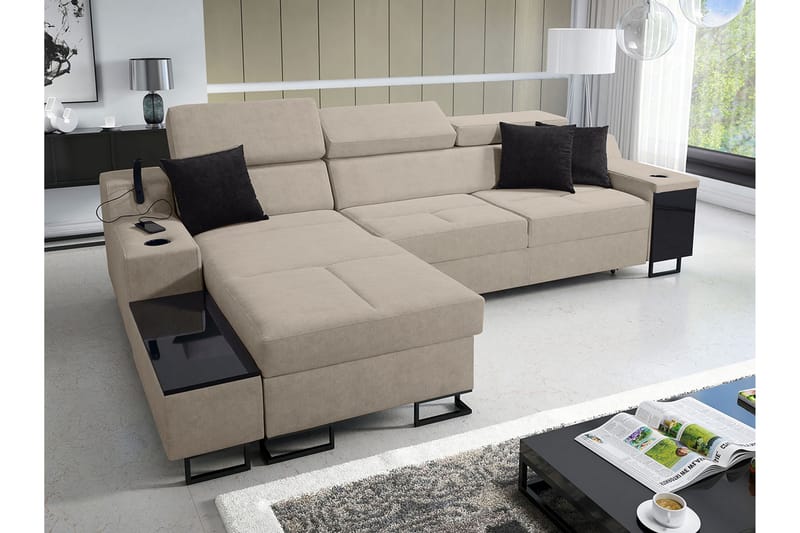 Seginus Bäddsoffa m. Divan Förvaring 3-sits 226x127 - Beige - Möbler - Soffa - Bäddsoffa