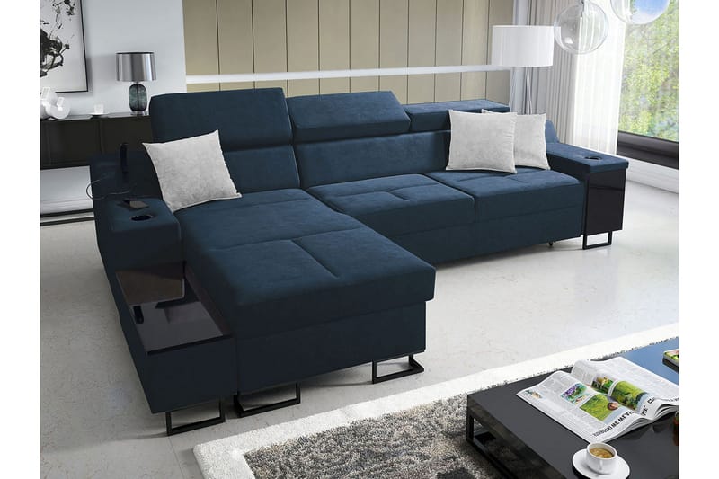 Seginus Bäddsoffa m. Divan Förvaring 3-sits 226x127 - Blå - Möbler - Soffa - Bäddsoffa