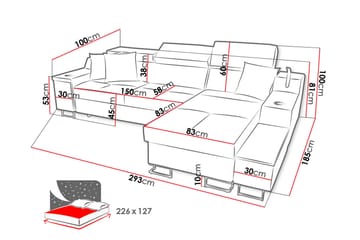 Seginus Bäddsoffa m. Divan Förvaring 3-sits 226x127 - Blå - Möbler - Soffa - Bäddsoffa