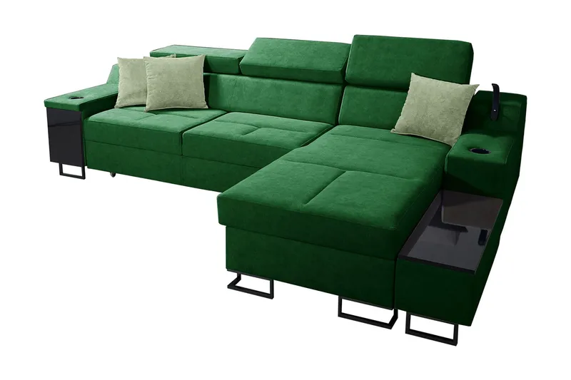 Seginus Bäddsoffa m. Divan Förvaring 3-sits 226x127, Grön