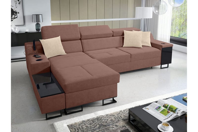 Seginus Bäddsoffa m. Divan Förvaring 3-sits 226x127 - Rosa - Möbler - Soffa - Bäddsoffa