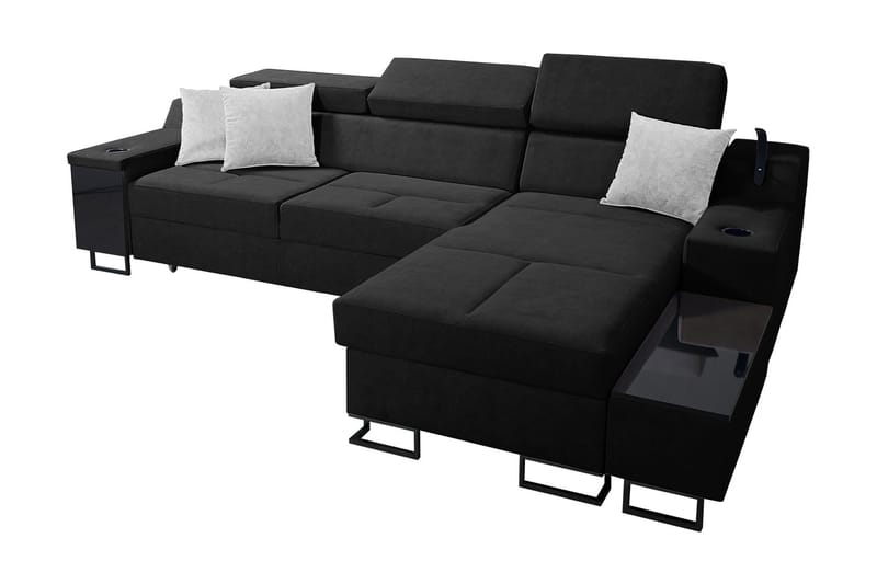 Seginus Bäddsoffa m. Divan Förvaring 3-sits 226x127 - Svart - Bäddsoffa - Bäddsoffa divan