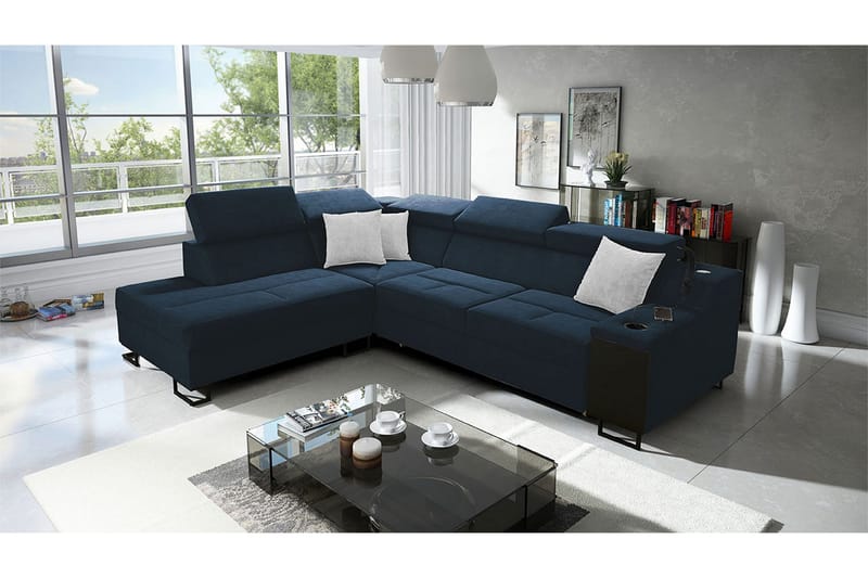 Seginus Bäddsoffa m. Schäslong 3-sits 210x127 - Blå - Möbler - Soffa - Bäddsoffa