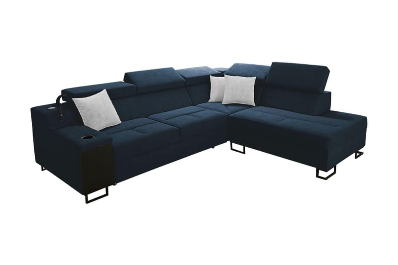 Seginus Bäddsoffa m. Schäslong 3-sits 210x127 - Blå - Bäddsoffa