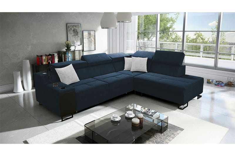 Seginus Bäddsoffa m. Schäslong 3-sits 210x127 - Blå - Möbler - Soffa - Bäddsoffa