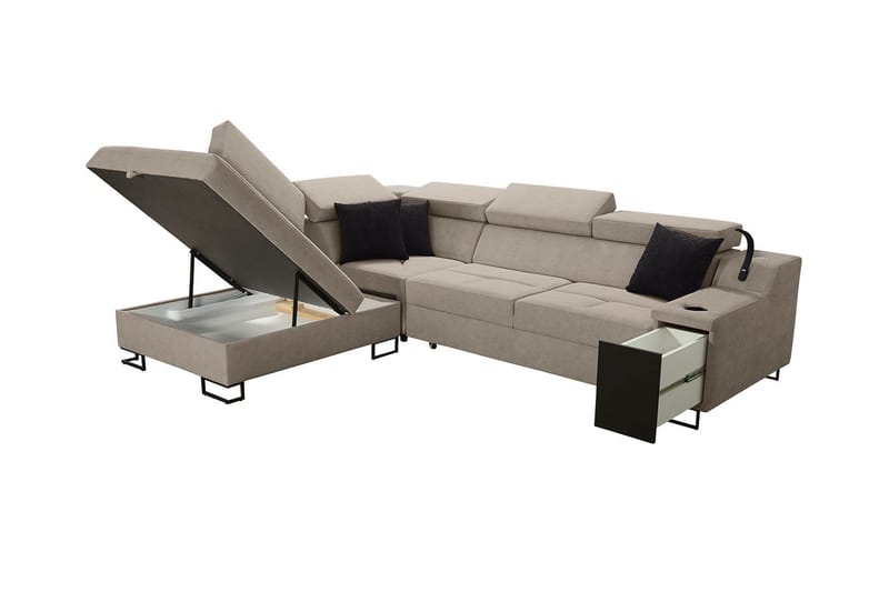 Seginus Bäddsoffa m. Schäslong 3-sits 210x127 - Rosa - Möbler - Soffa - Bäddsoffa