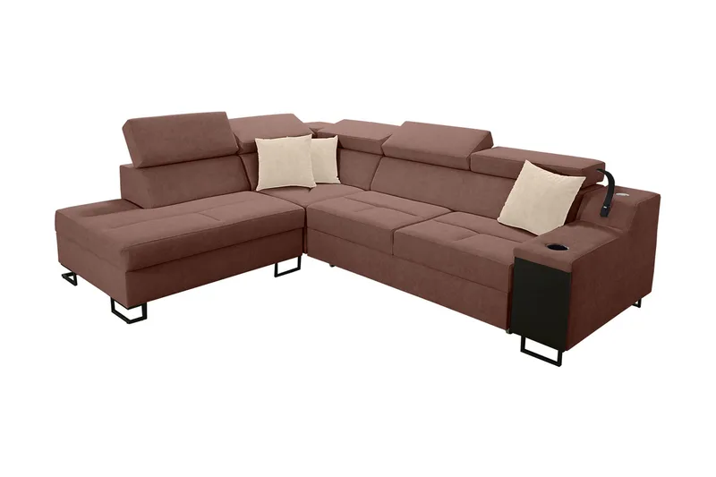 Seginus Bäddsoffa m. Schäslong 3-sits 210x127 - Rosa - Möbler - Soffa - Bäddsoffa