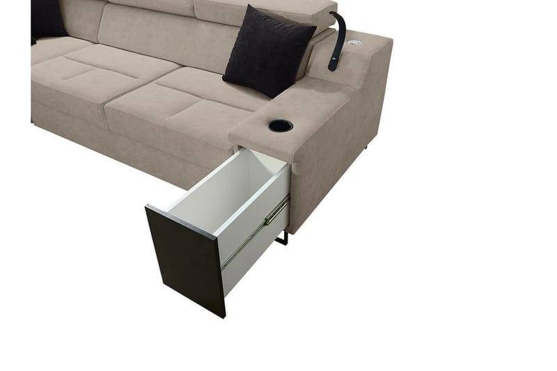 Seginus Bäddsoffa m. Schäslong 3-sits 210x127 - Rosa - Möbler - Soffa - Bäddsoffa