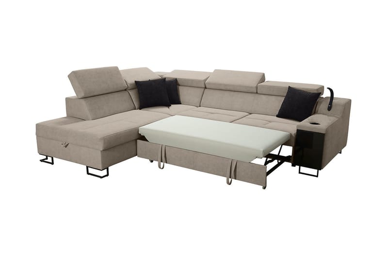 Seginus Bäddsoffa m. Schäslong 3-sits 210x127 - Rosa - Möbler - Soffa - Bäddsoffa