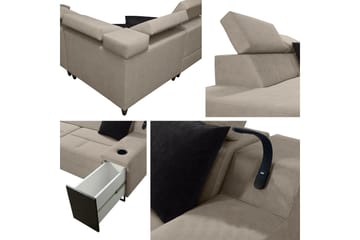 Seginus Bäddsoffa m. Schäslong 3-sits 210x127 - Svart - Möbler - Soffa - Bäddsoffa