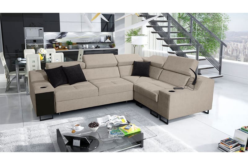 Seginus Hörnbäddsoffa 4-sits 210x127 - Beige - Möbler - Soffa - Bäddsoffa