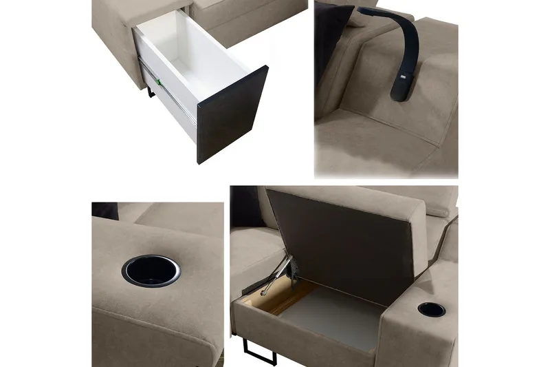 Seginus Hörnbäddsoffa 4-sits 210x127 - Beige - M öbler - Soffa - Bäddsoffa