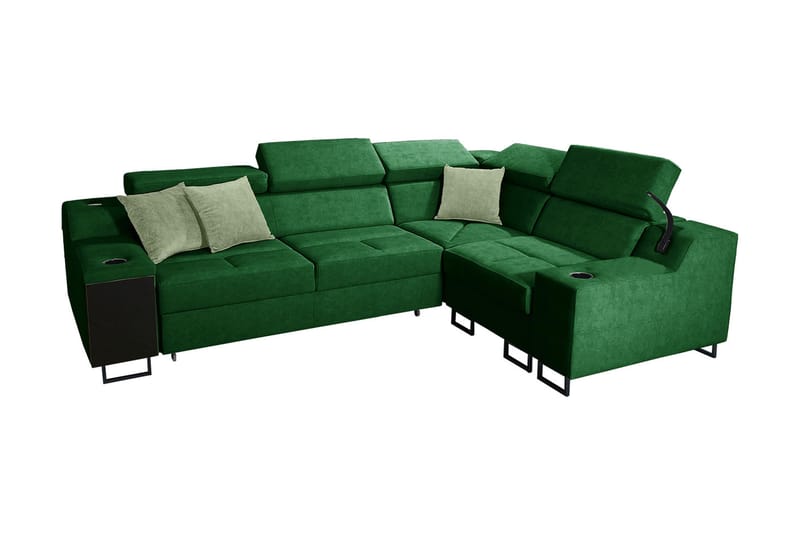 Seginus Hörnbäddsoffa 4-sits 210x127 - Grön - Bäddsoffa - Hörnbäddsoffa