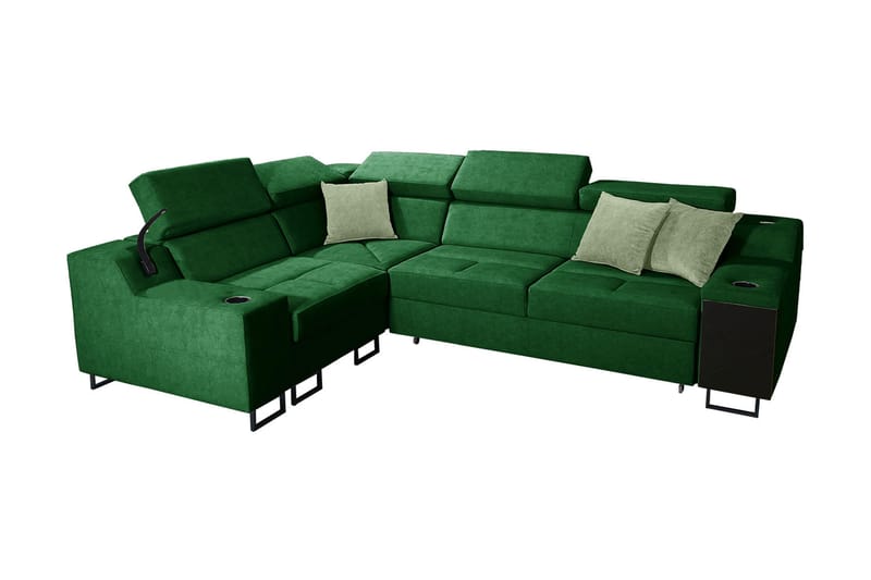 Seginus Hörnbäddsoffa 4-sits 210x127 - Grön - Bäddsoffa - Hörnbäddsoffa