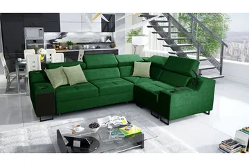 Seginus Hörnbäddsoffa 4-sits 210x127 - Grön - Möbler - Soffa - Bäddsoffa