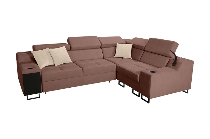 Seginus Hörnbäddsoffa 4-sits 210x127 - Rosa - Möbler - Soffa - Bäddsoffa
