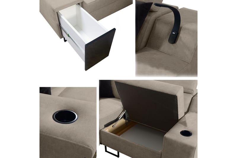 Seginus Hörnbäddsoffa 4-sits 210x127 - Rosa - Möbler - Soffa - Bäddsoffa