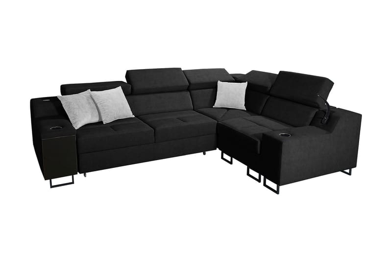 Seginus Hörnbäddsoffa 4-sits 210x127 - Svart - Bäddsoffa - Hörnbäddsoffa