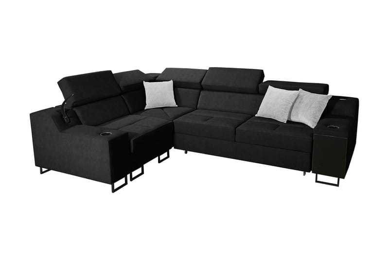 Seginus Hörnbäddsoffa 4-sits 210x127 - Svart - Bäddsoffa - Hörnbäddsoffa