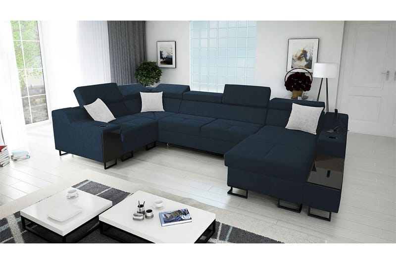 Seginus Hörnbäddsoffa m. Divan 5-sits 268x127 - Blå - Bäddsoffa - Hörnbäddsoffa