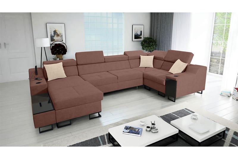 Seginus Hörnbäddsoffa m. Divan 5-sits 268x127 - Rosa - Möbler - Soffa - Bäddsoffa