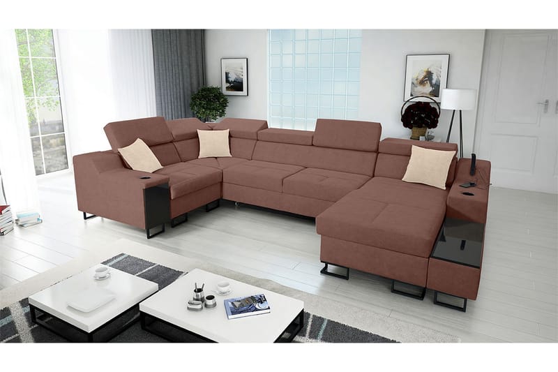 Seginus Hörnbäddsoffa m. Divan 5-sits 268x127 - Rosa - Möbler - Soffa - Bäddsoffa