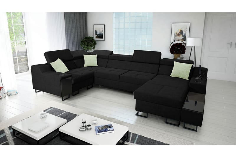 Seginus Hörnbäddsoffa m. Divan 5-sits 268x127 - Svart - Möbler - Soffa - Bäddsoffa