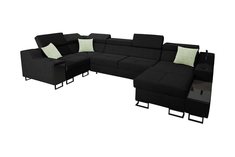 Seginus Hörnbäddsoffa m. Divan 5-sits 268x127, Svart