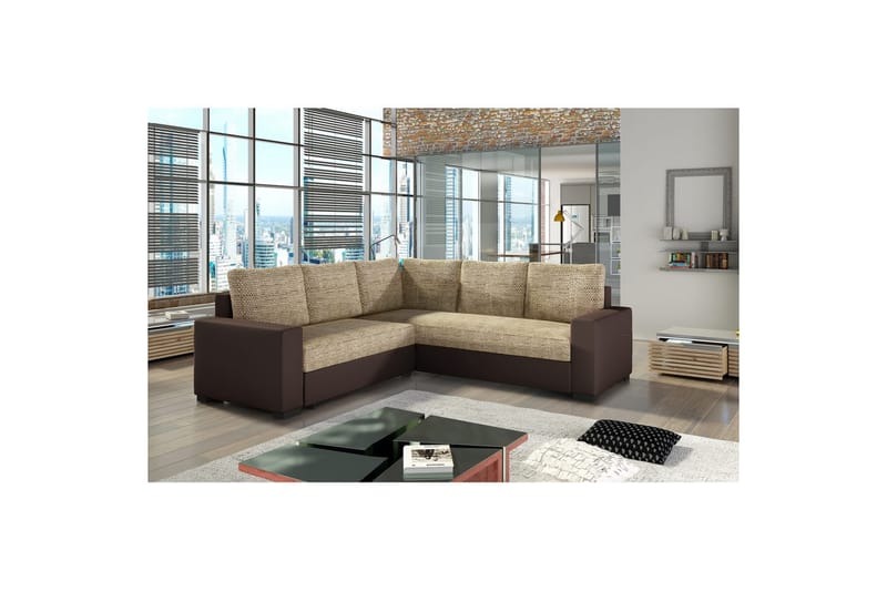 Sektion Eltap Canis 235x235x89 cm - Berlin 03, Soft 66, Beige, Mörkbrun - Möbler - Soffa - Bäddsoffa