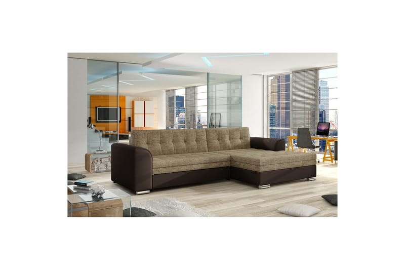Sektion Eltap Conforti 275x165x78 cm - Berlin 03, Soft 66, Beige, Mörkbrun, Höger - Möbler - Soffa - Bäddsoffa