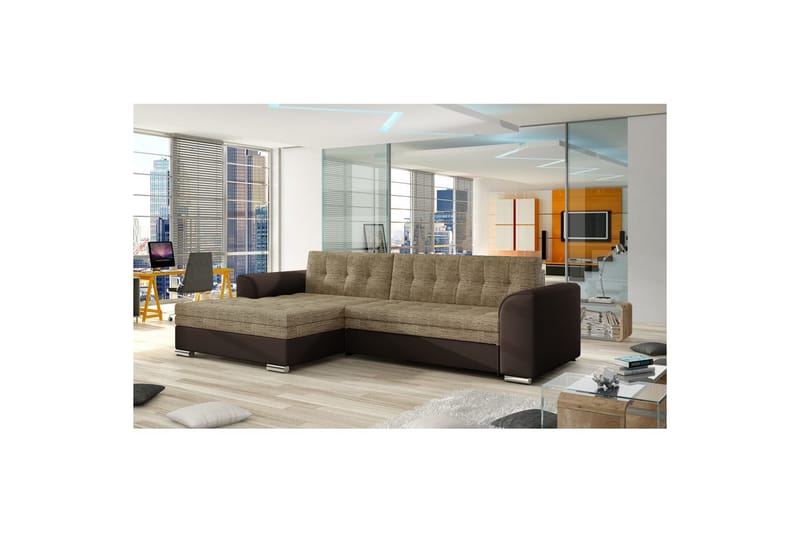 Sektion Eltap Conforti 275x165x78 cm, Berlin 03, Soft 66, Beige, Mörkbrun, Vänster