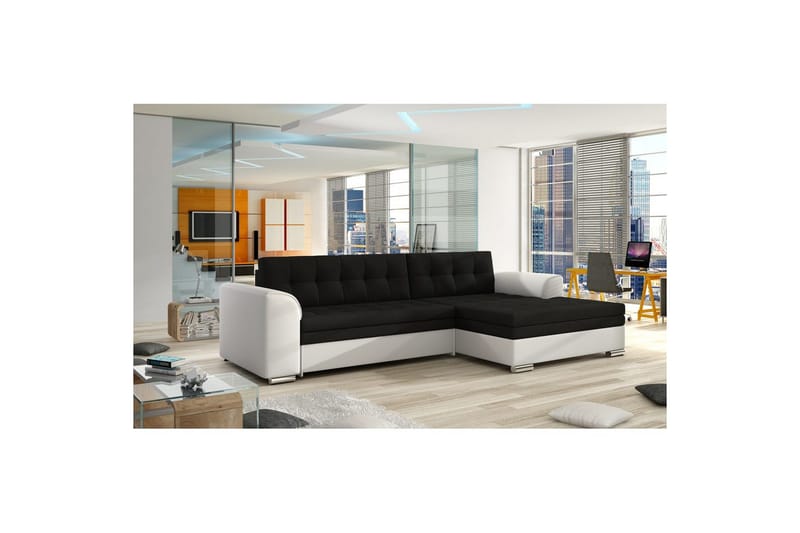 Sektion Eltap Conforti 275x165x78 cm - Sawana 14, Soft 17, Svart, Vit, Höger - Möbler - Soffa - Bäddsoffa