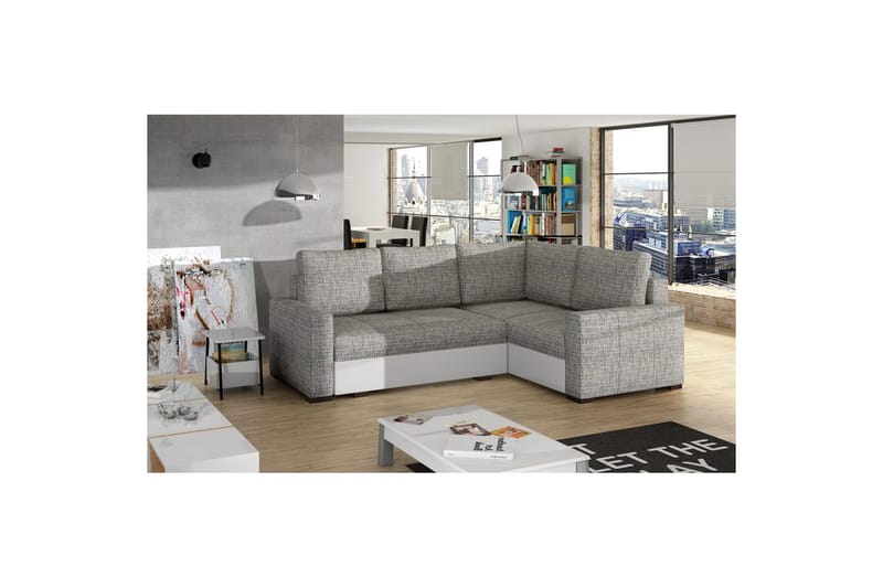 Sektion Eltap Corona 235x162x90 cm - Berlin 01, Soft 17, Grå, Vit, Höger - Möbler - Soffa - Bäddsoffa