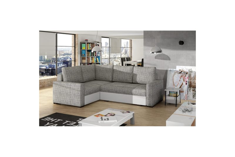Sektion Eltap Corona 235x162x90 cm - Berlin 01, Soft 17, Grå, Vit, Vänster - Möbler - Soffa - Bäddsoffa