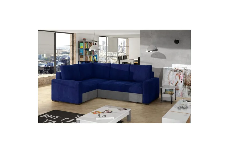 Sektion Eltap Corona 235x162x90 cm - Kronos 09, Paros 05, Mörkblå, Ljusgrå, Vänster - Möbler - Soffa - Bäddsoffa
