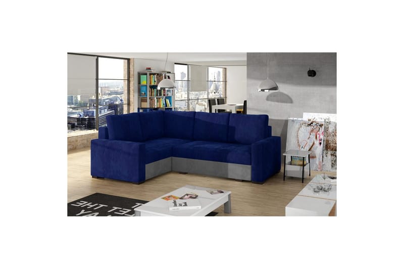 Sektion Eltap Corona 235x162x90 cm - Kronos 09, Paros 05, Mörkblå, Ljusgrå, Vänster - Möbler - Soffa - Bäddsoffa