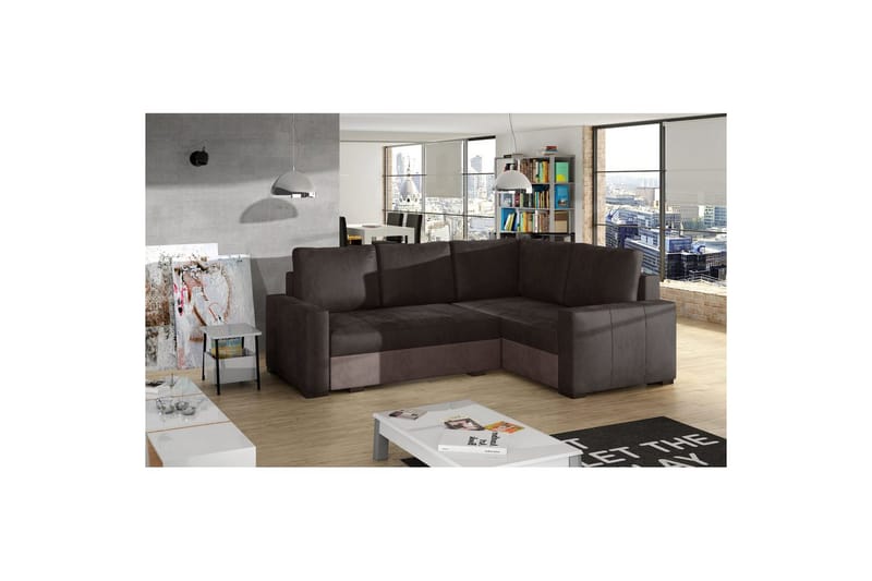 Sektion Eltap Corona 235x162x90 cm - Monolith 29, Monolith 09, Brun, Mörkbeige, Höger - Möbler - Soffa - Bäddsoffa
