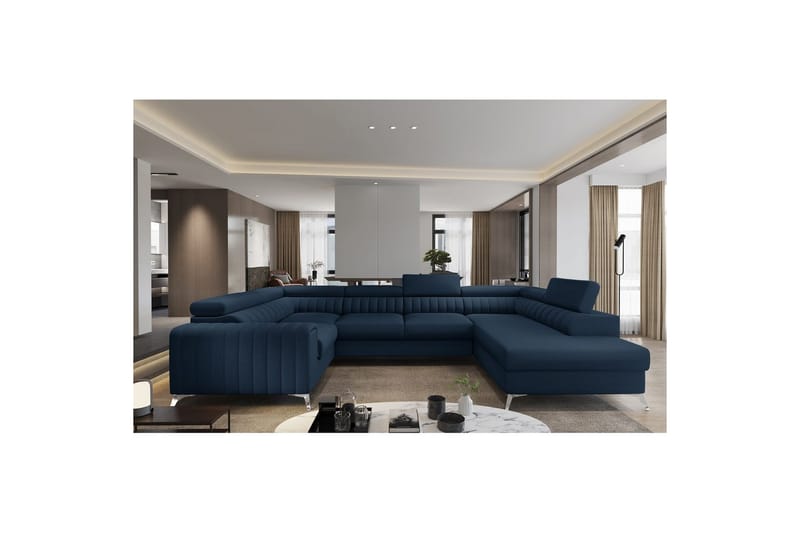 Sektion Eltap Louis 347x202x92 cm - Flores 40, Blå, Höger - Möbler - Soffa - Bäddsoffa