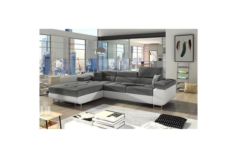 Sektionssoffa Eltap Armando 289x85x203 cm - Sawana 05, Soft 17, Grå, Vit, Vänster - Möbler - Soffa - Bäddsoffa - Bäddsoffa divan
