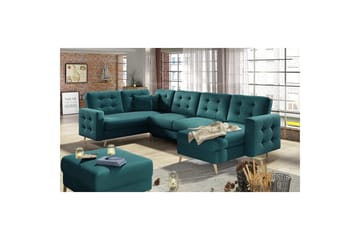 Sektionssoffa Eltap Asgard U 326x202x93 cm - Mat Velvet 75, Grön - Möbler - Soffa - Bäddsoffa