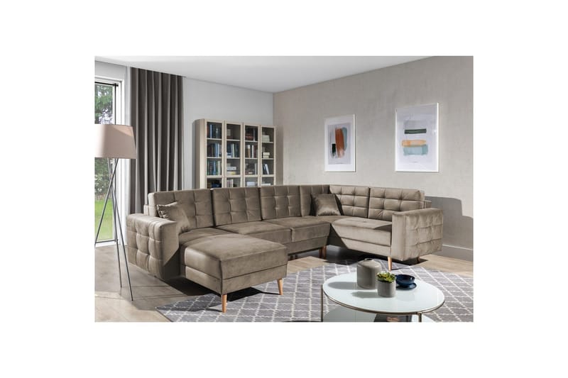 Sektionssoffa Eltap Asgard U 326x202x93 cm - Monolith 09, Mörk beige - Möbler - Soffa - Bäddsoffa