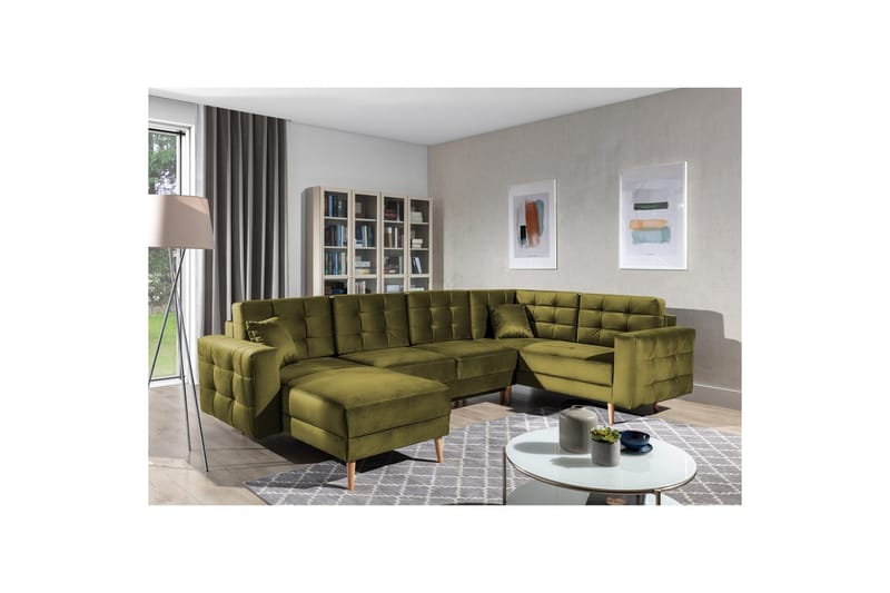 Sektionssoffa Eltap Asgard U 326x202x93 cm, Monolith 38, Grön