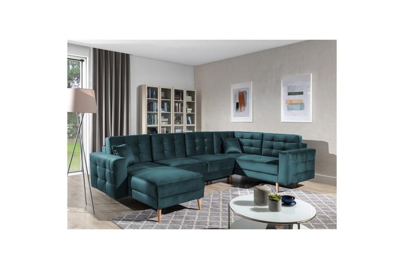 Sektionssoffa Eltap Asgard U 326x202x93 cm, Monolith 76, Blå