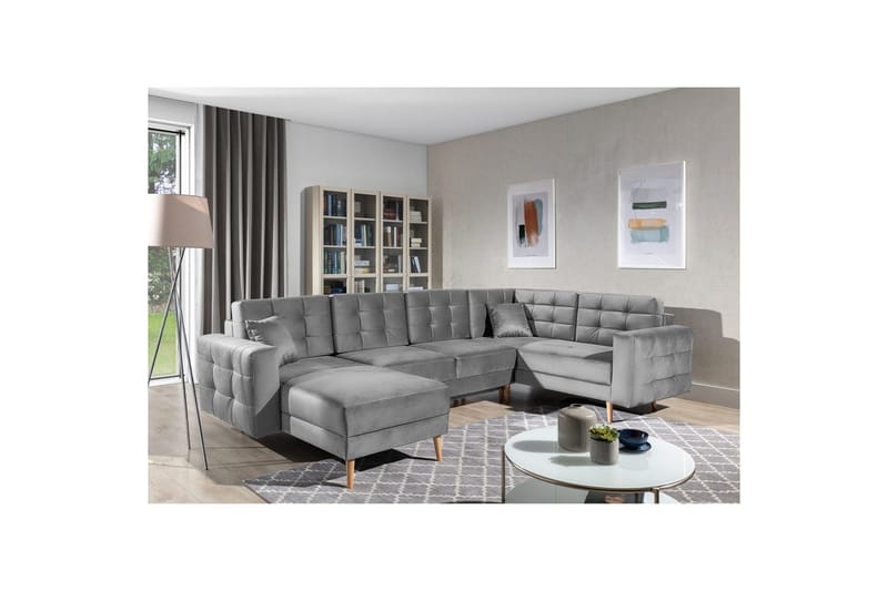 Sektionssoffa Eltap Asgard U 326x202x93 cm - Monolith 84, Ljusgrå - Möbler - Soffa - Bäddsoffa