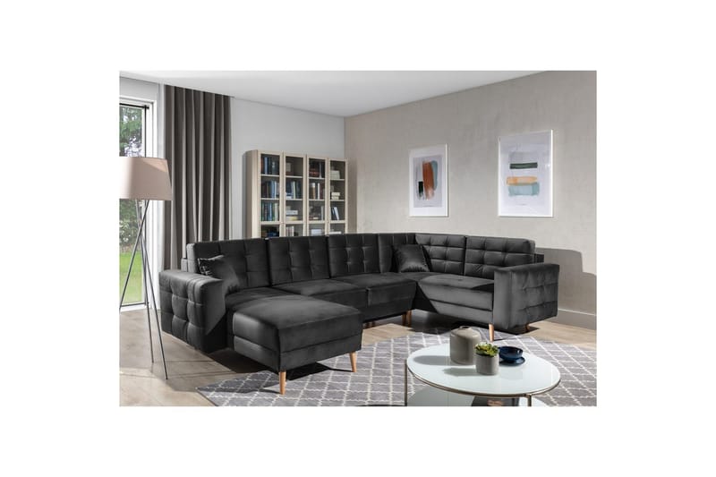Sektionssoffa Eltap Asgard U 326x202x93 cm - Monolith 97, Mörkgrå - Möbler - Soffa - Bäddsoffa