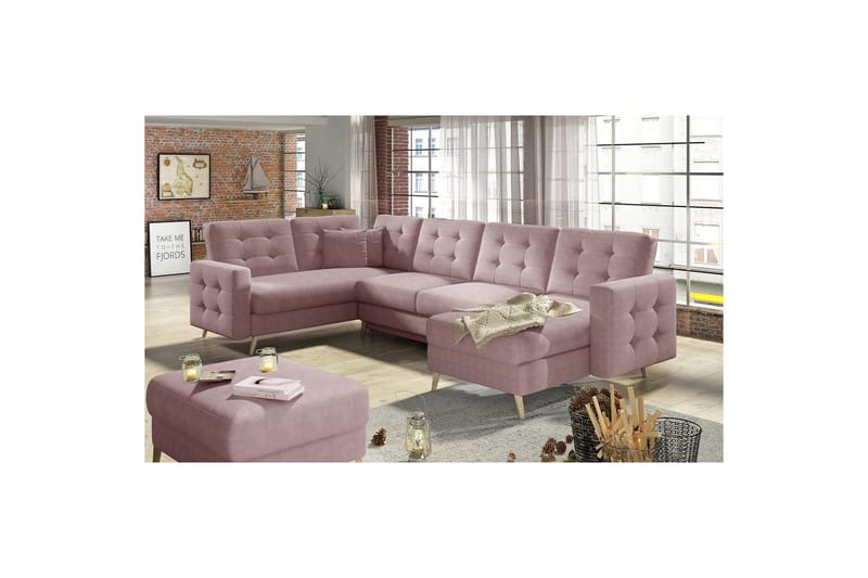 Sektionssoffa Eltap Asgard U 326x202x93 cm - Omega 91, Rosa - Möbler - Soffa - Bäddsoffa