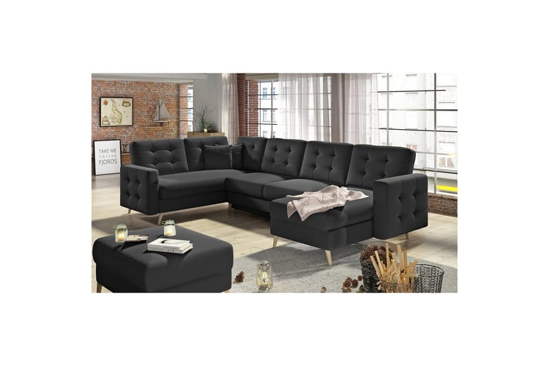 Sektionssoffa Eltap Asgard U 326x202x93 cm - Soft 11, Svart - Möbler - Soffa - Bäddsoffa