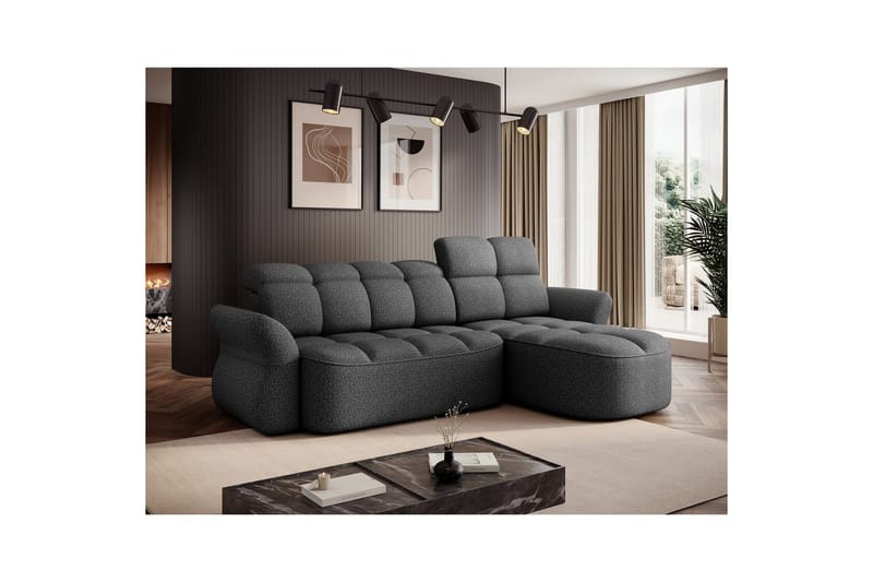 Sektionssoffa Eltap Beneth 301x115x185 cm - Breona 04, Grå, Höger - Möbler - Soffa - Bäddsoffa