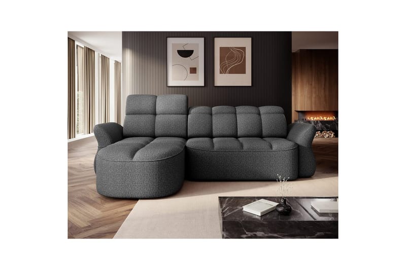 Sektionssoffa Eltap Beneth 301x115x185 cm - Breona 04, Grå, Vänster - Möbler - Soffa - Bäddsoffa